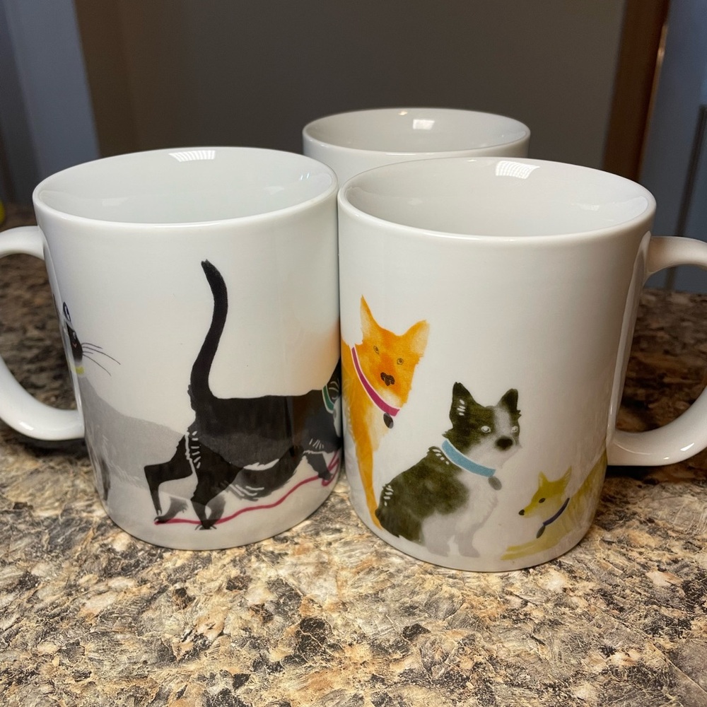 West Elm Dog & Cat Print Mugs
